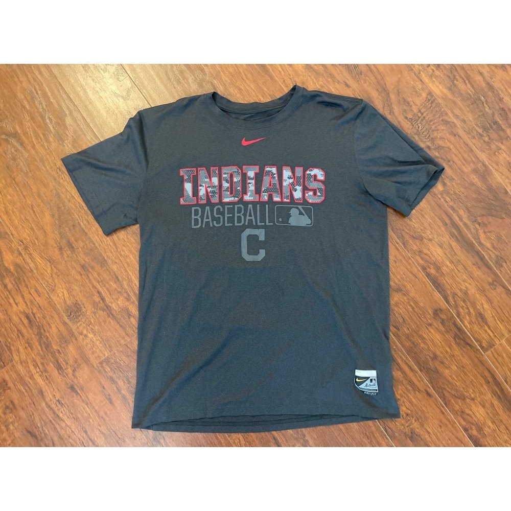 Nike Dri-Fit MLB Authentic Collection Cleveland Indians Performance T Shirt Sz L